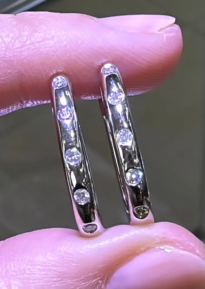 0.27ct tw Burnish Set Diamond Station Hoop Earrings