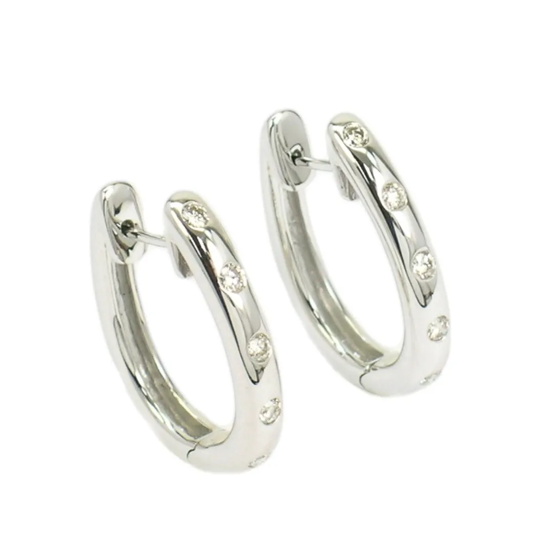 0.27ct tw Burnish Set Diamond Station Hoop Earrings