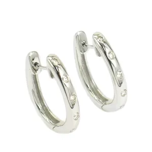 0.27ct tw Burnish Set Diamond Station Hoop Earrings