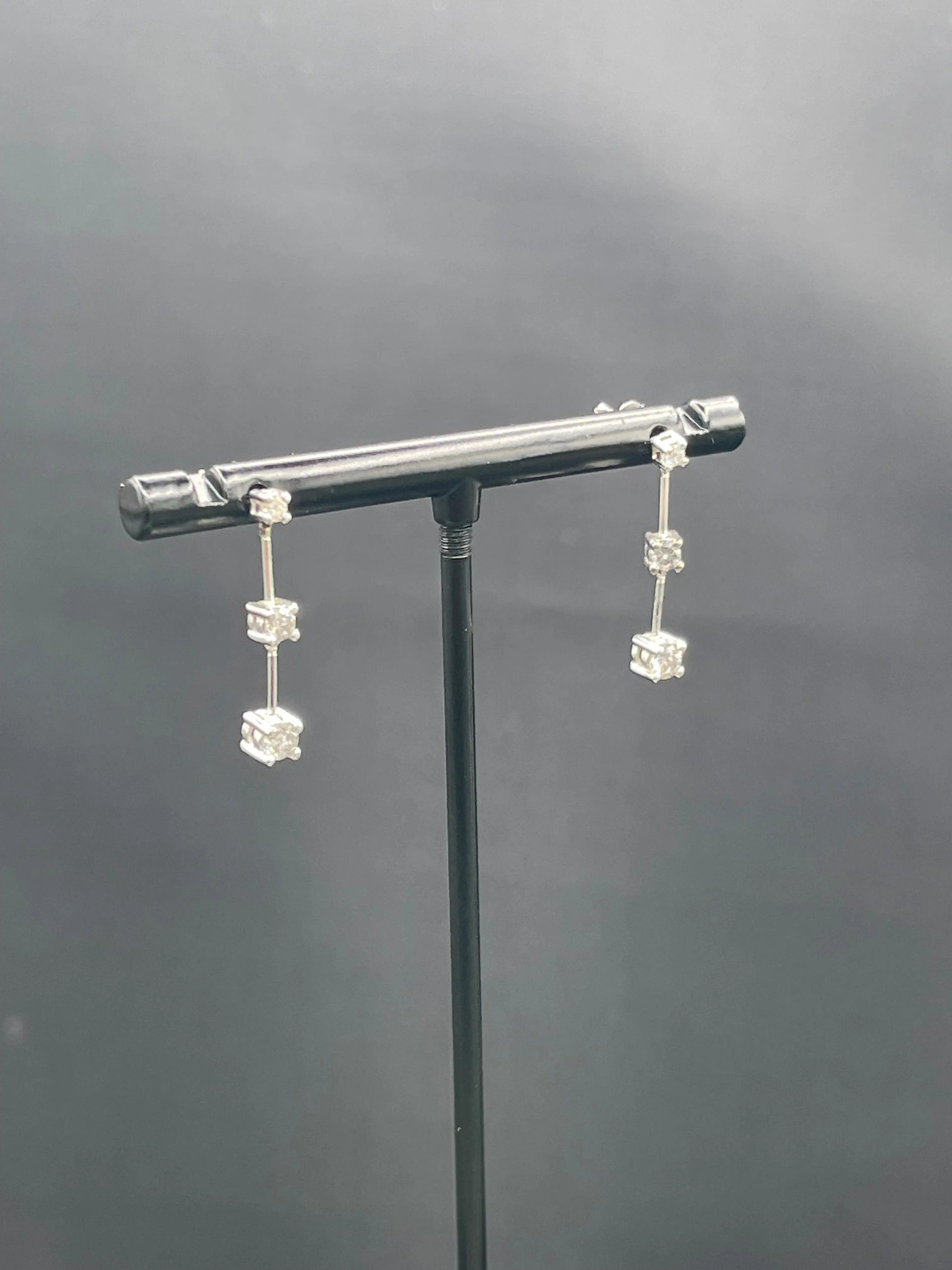 0.50 Carat Natural Diamond 14k White Gold Dangle Earrings