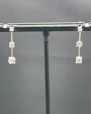 0.50 Carat Natural Diamond 14k White Gold Dangle Earrings