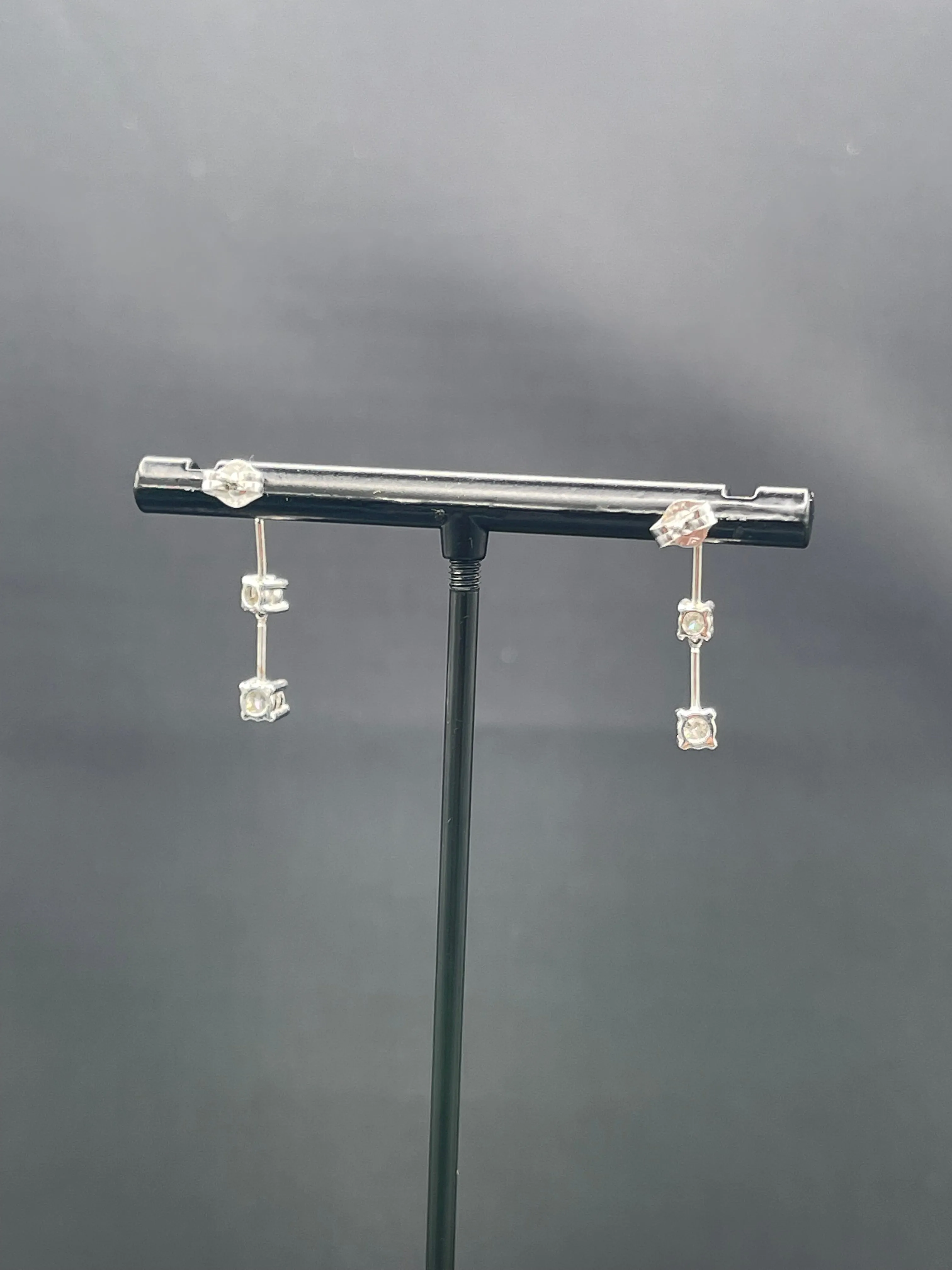 0.50 Carat Natural Diamond 14k White Gold Dangle Earrings