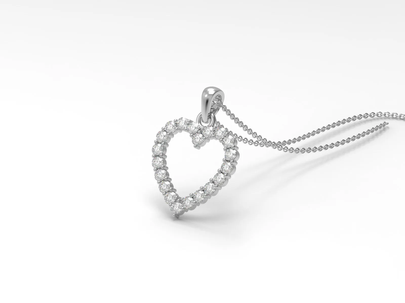 0.60 Ctw Round Moissanite 925 Sterling Silver Open Heart Love Women Necklace