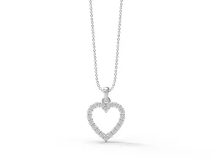 0.60 Ctw Round Moissanite 925 Sterling Silver Open Heart Love Women Necklace