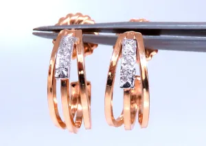.06ct Natural diamond earrings 14kt yellow gold