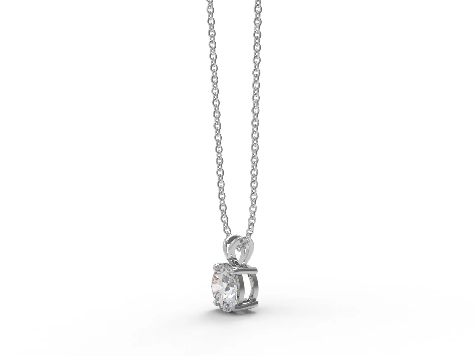 0.75 Ctw Round Shape Moissanite 925 Sterling Silver Solitaire Women Necklace