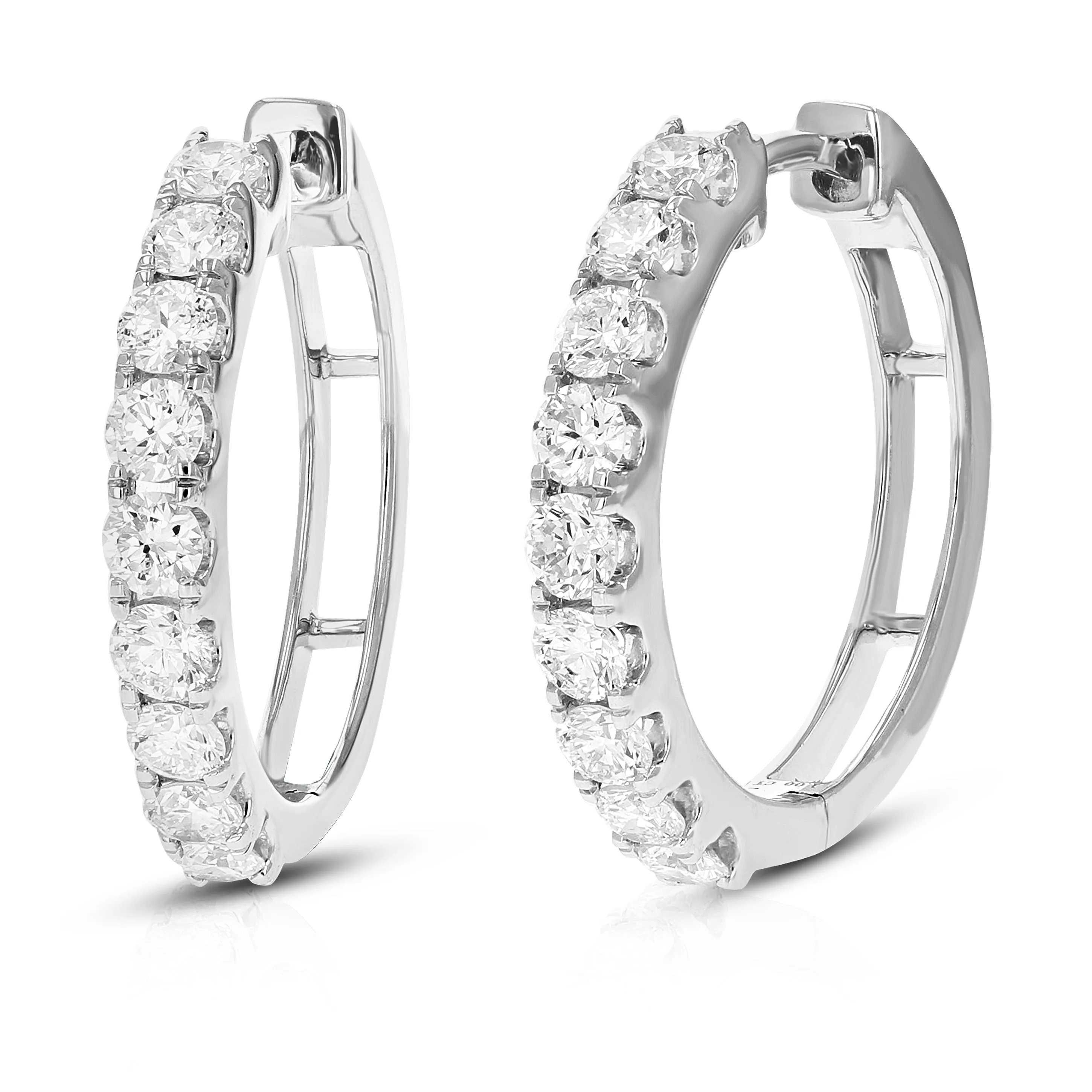 1 cttw Lab Grown Diamond Classic Hoop Earrings in Sterling Silver