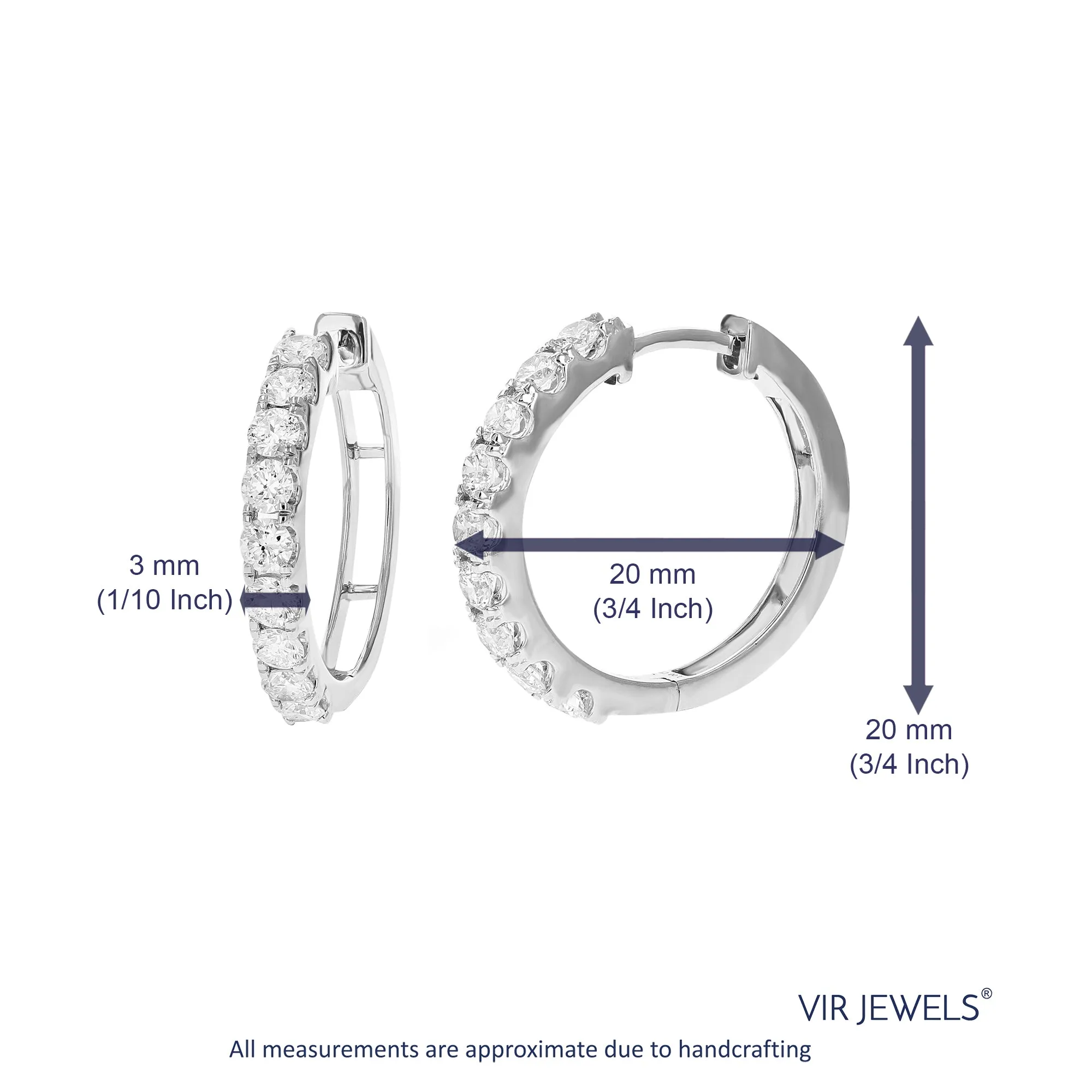 1 cttw Lab Grown Diamond Classic Hoop Earrings in Sterling Silver