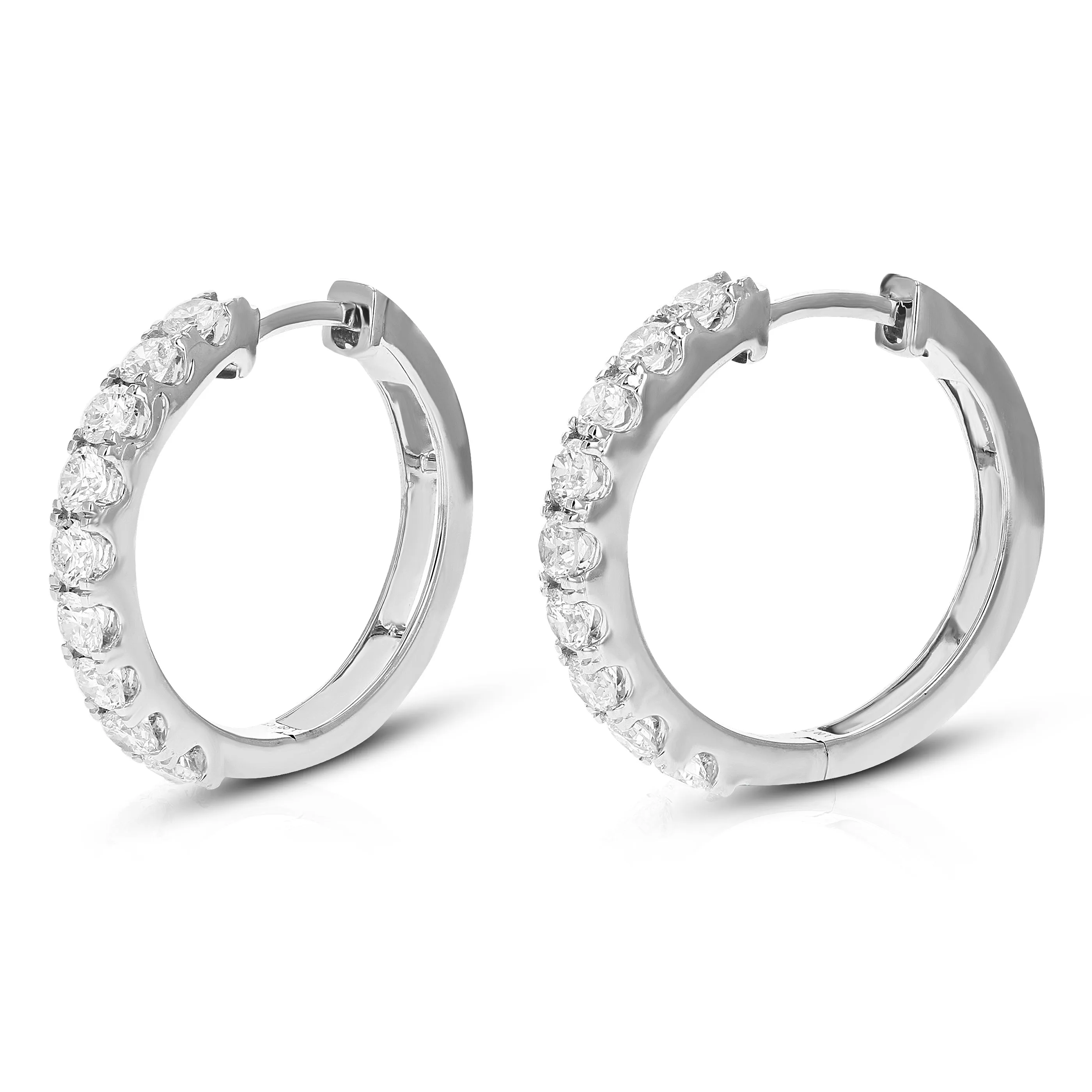 1 cttw Lab Grown Diamond Classic Hoop Earrings in Sterling Silver