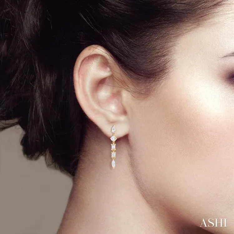 1 ctw Mixed Diamond Cut Fashion Earring in 14K Yellow Gold