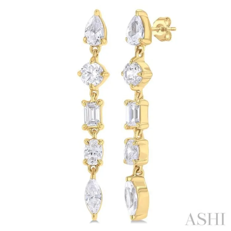 1 ctw Mixed Diamond Cut Fashion Earring in 14K Yellow Gold