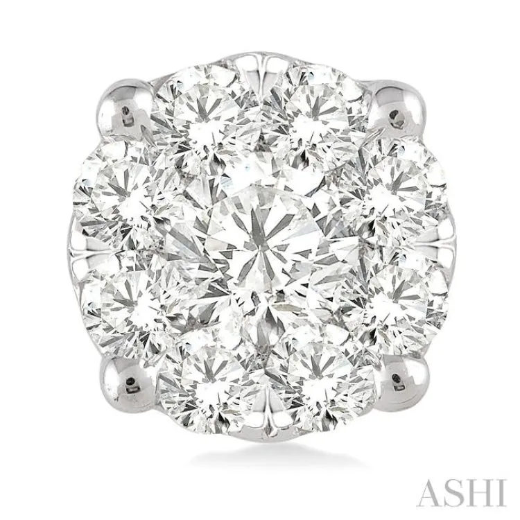 1 ctw Round Cut Lovebright Diamond Stud Earrings in 14K White Gold