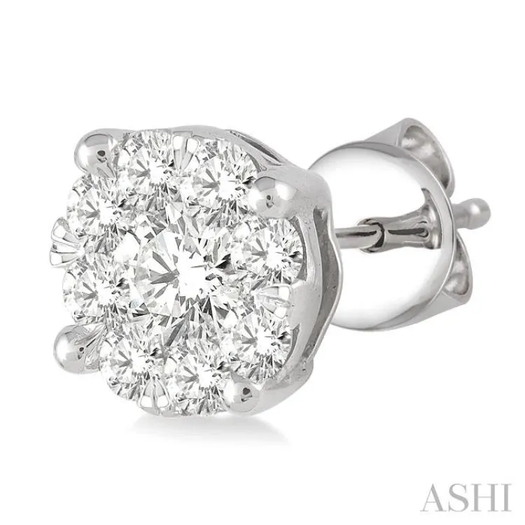 1 ctw Round Cut Lovebright Diamond Stud Earrings in 14K White Gold
