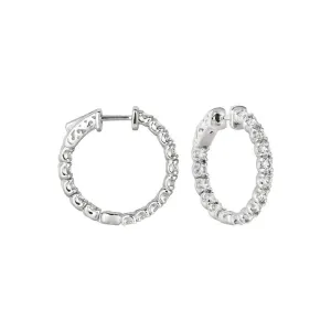 10 POINTER HOOP EARRINGS/PATENTED SNAP LOCK 14K GOLD (3 CTW)
