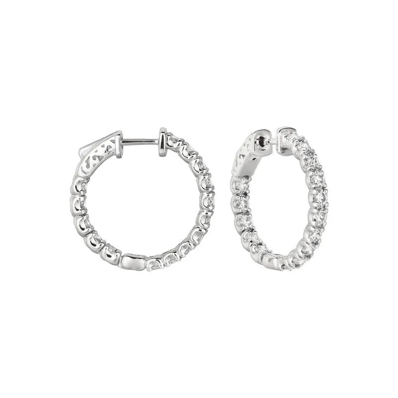 10 POINTER HOOP EARRINGS/PATENTED SNAP LOCK 14K GOLD (3 CTW)