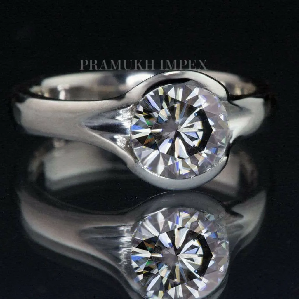 1.00 ct Diamond engagement ring white gold Semi Bazel promises ring unique art deco moissanite wedding band anniversary Gift For her on etsy