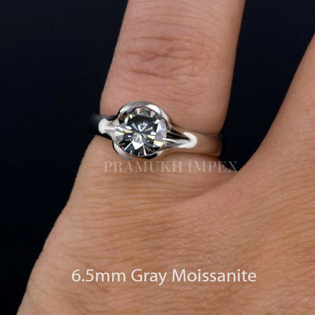 1.00 ct Diamond engagement ring white gold Semi Bazel promises ring unique art deco moissanite wedding band anniversary Gift For her on etsy