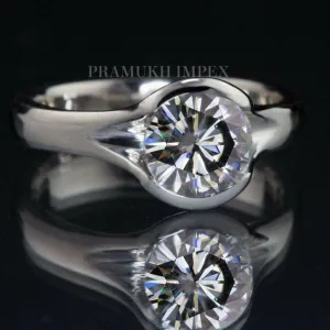 1.00 ct Diamond engagement ring white gold Semi Bazel promises ring unique art deco moissanite wedding band anniversary Gift For her on etsy