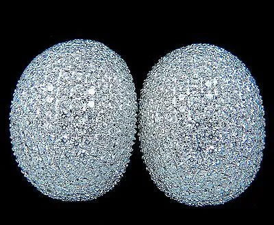 10.02CT 18KT RAISED PUFF DOMED DIAMOND CLUSTER EARRINGS F/VS BEAD SET