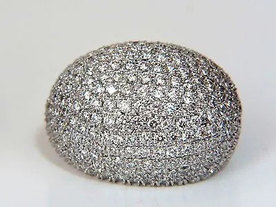 10.02CT 18KT RAISED PUFF DOMED DIAMOND CLUSTER EARRINGS F/VS BEAD SET