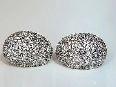 10.02CT 18KT RAISED PUFF DOMED DIAMOND CLUSTER EARRINGS F/VS BEAD SET