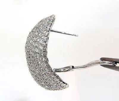 10.02CT 18KT RAISED PUFF DOMED DIAMOND CLUSTER EARRINGS F/VS BEAD SET