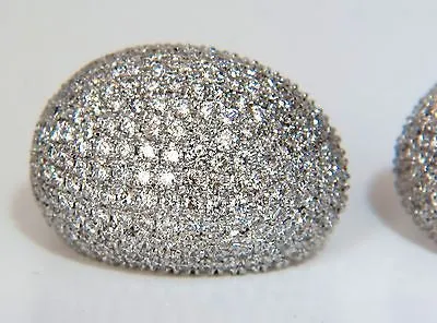 10.02CT 18KT RAISED PUFF DOMED DIAMOND CLUSTER EARRINGS F/VS BEAD SET