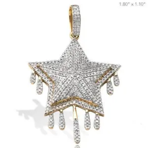 10K 0.75CT DRIPPING DIAMOND STAR PENDANT