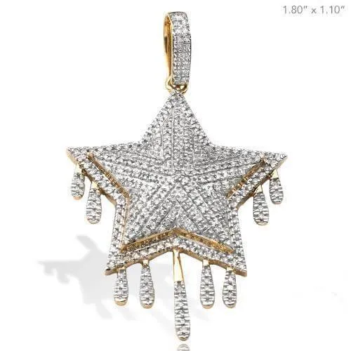 10K 0.75CT DRIPPING DIAMOND STAR PENDANT