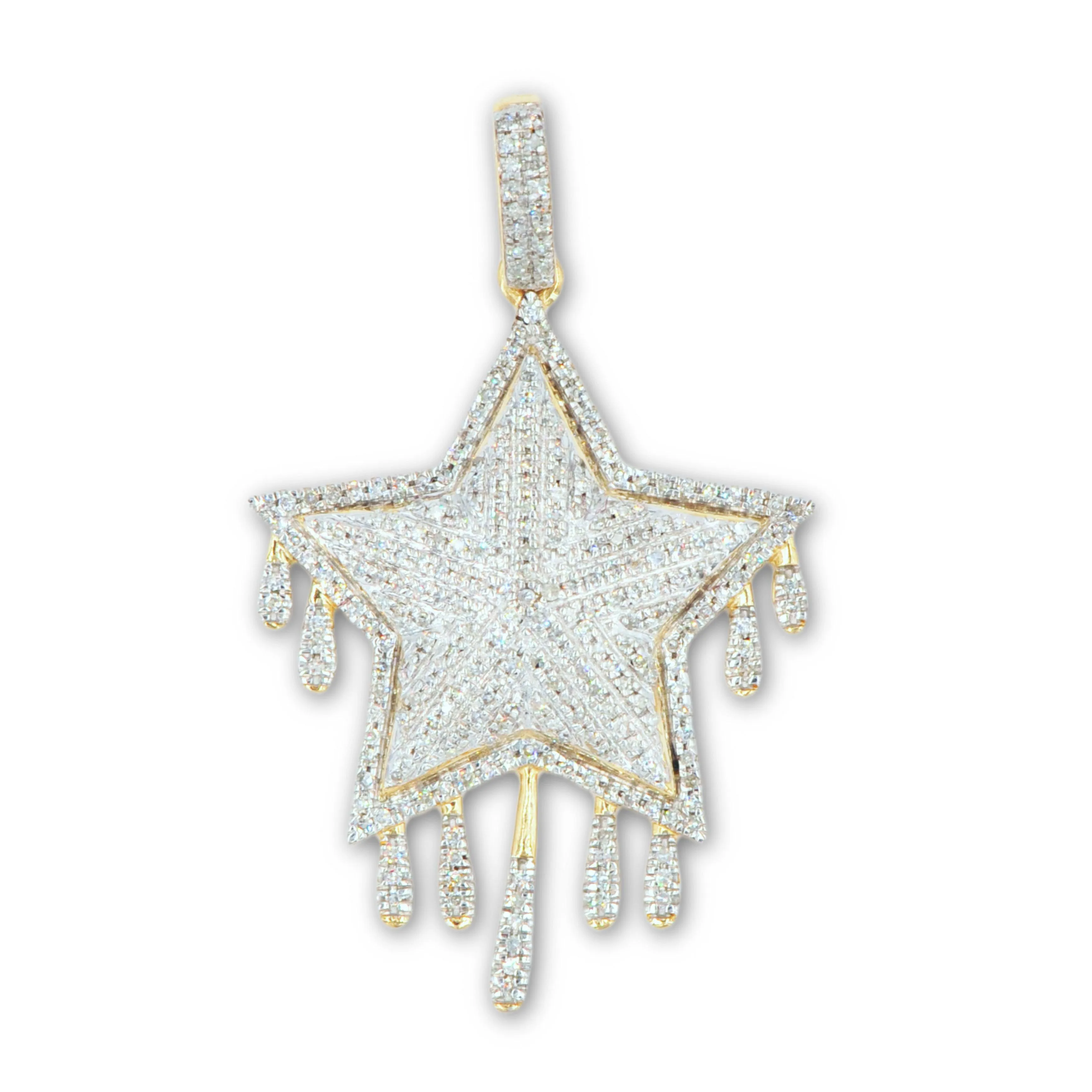 10K 0.75CT DRIPPING DIAMOND STAR PENDANT
