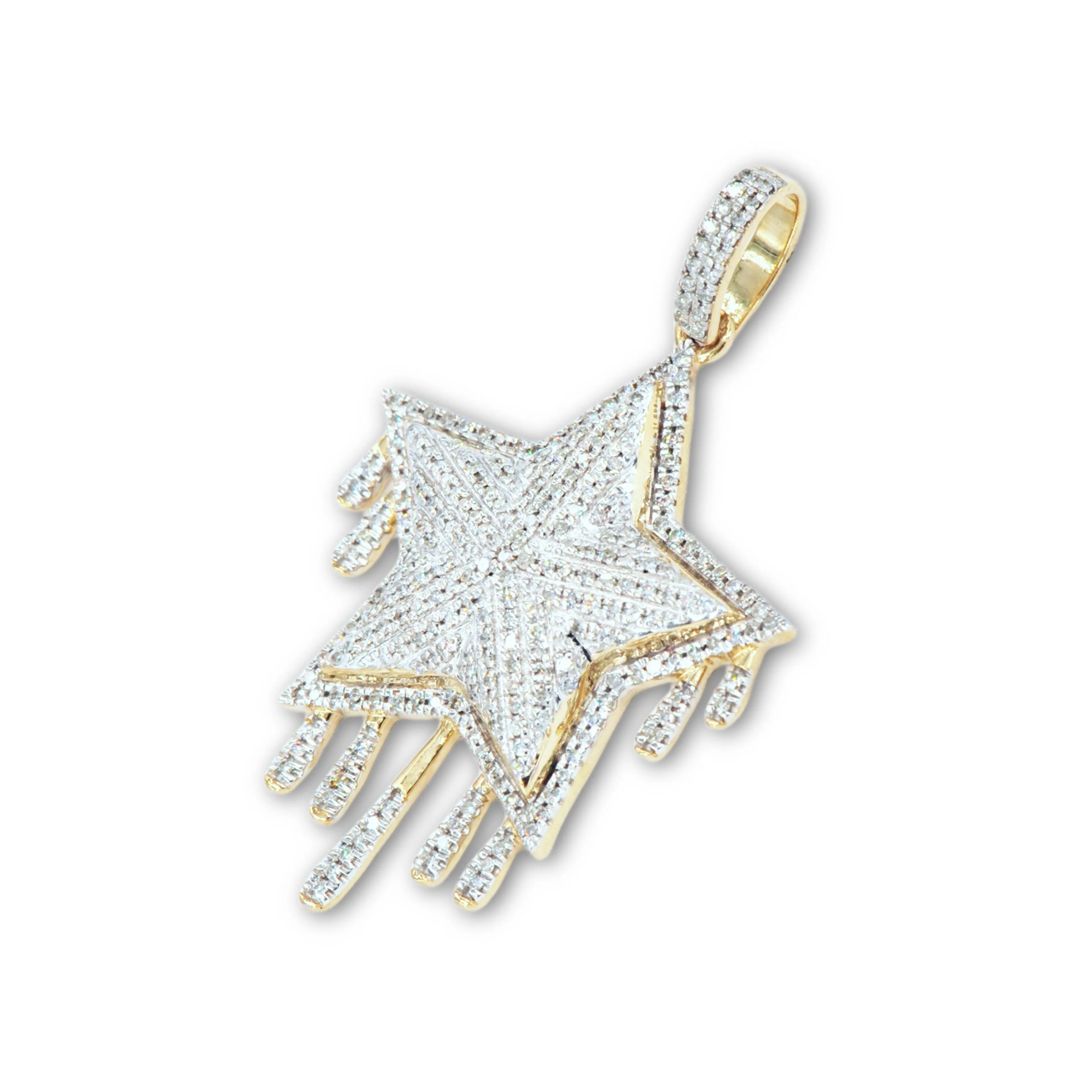 10K 0.75CT DRIPPING DIAMOND STAR PENDANT