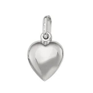 (10K, 14K, 18K) White Gold (10mm) Puffed Heart Pendant