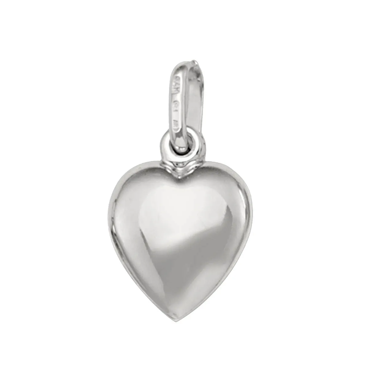 (10K, 14K, 18K) White Gold (10mm) Puffed Heart Pendant