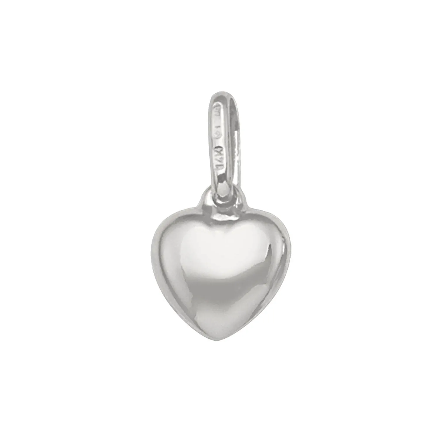 (10K, 14K, 18K) White Gold (6.5mm) Puffed Heart Pendant