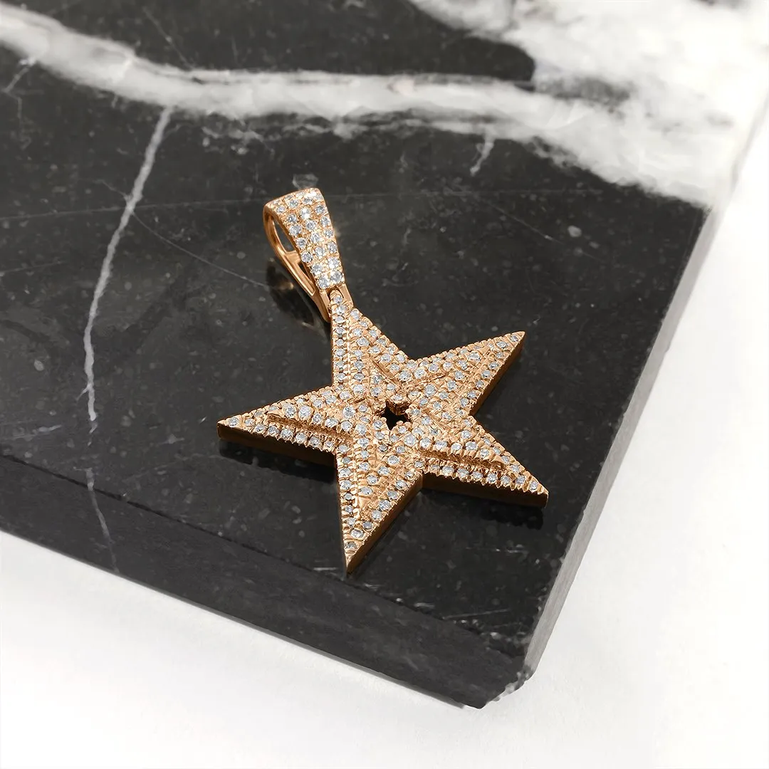 10k Gold Diamond Star Pendant 0.4 Ctw