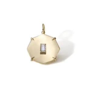 10K Gold Mini "Art" Octagon Pendant with Baguette Diamond