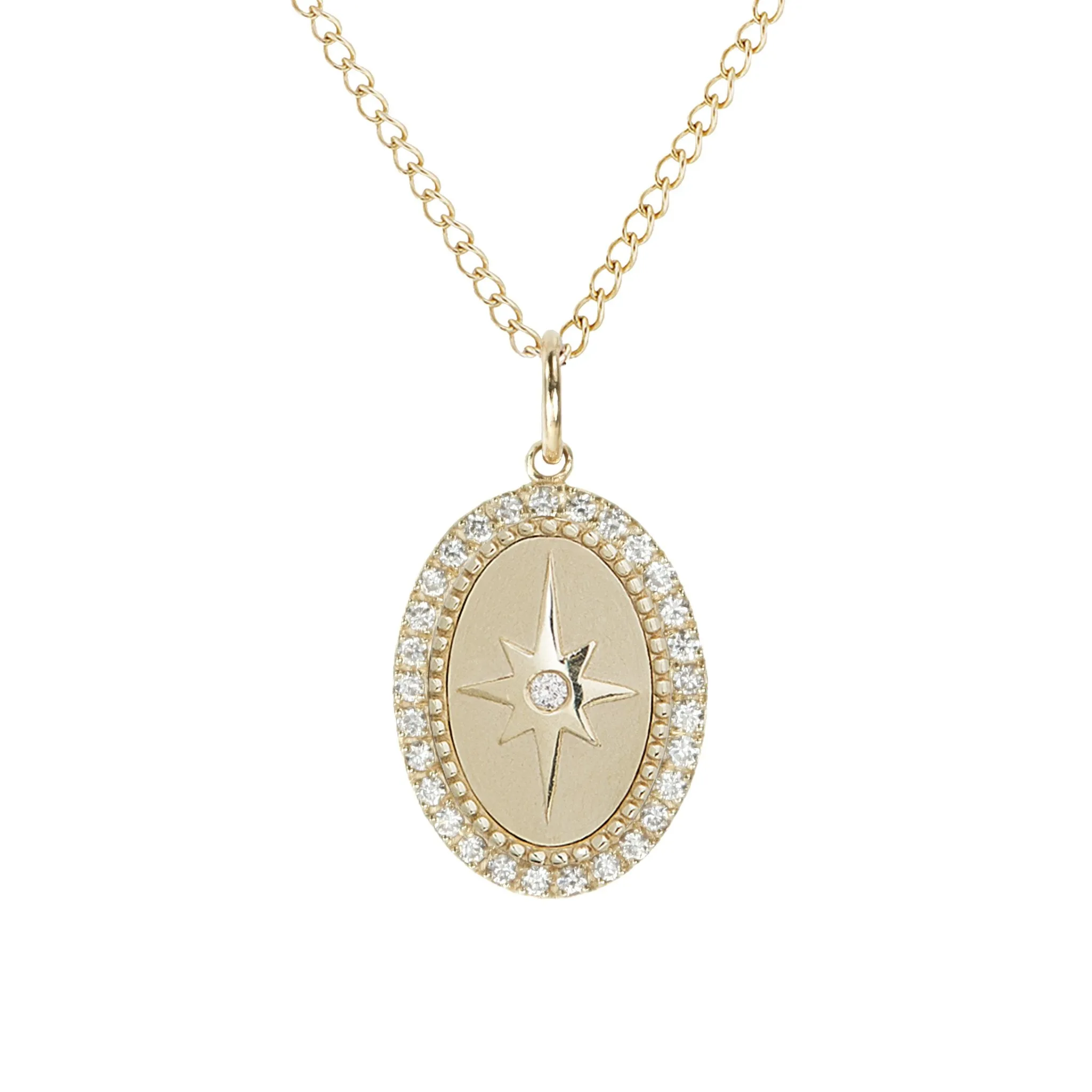 10K Gold Small Pave Diamond "Star" Necklace