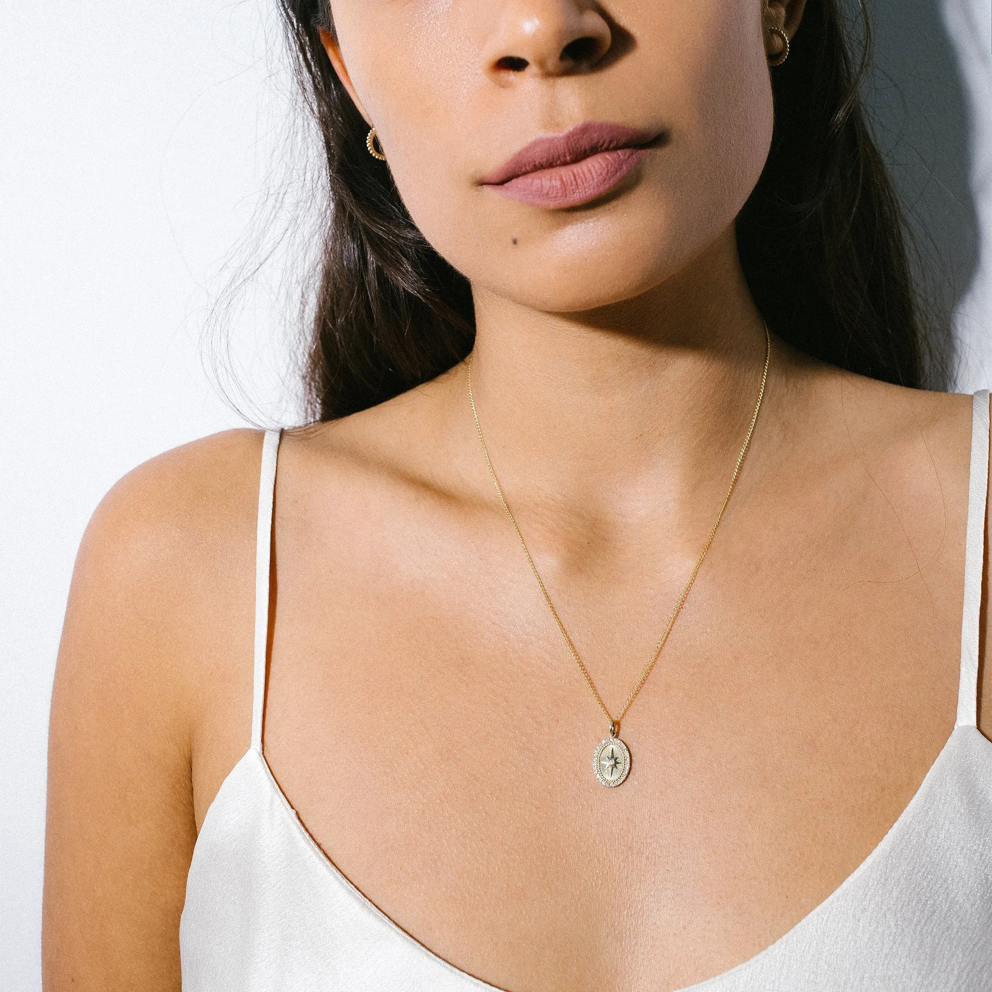 10K Gold Small Pave Diamond "Star" Necklace