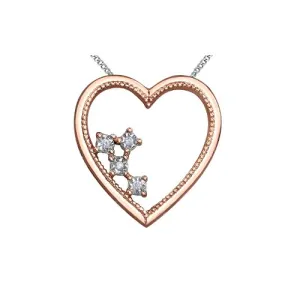 10K Rose and White Gold (0.02ct) Illusion Set Diamond Heart Pendant