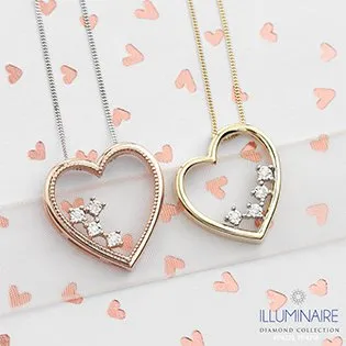 10K Rose and White Gold (0.02ct) Illusion Set Diamond Heart Pendant