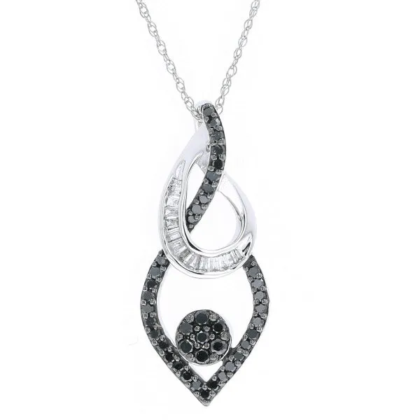 10K WG Black & White Diamond Pendant