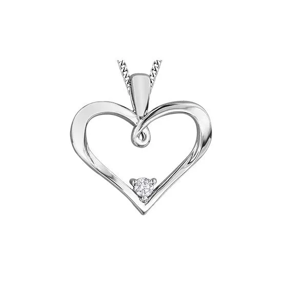 10K White Gold (0.05ct) Canadian Diamond Heart Pendant