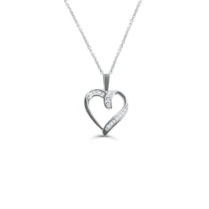 10K White Gold (0.10ct) Diamond Heart Pendant