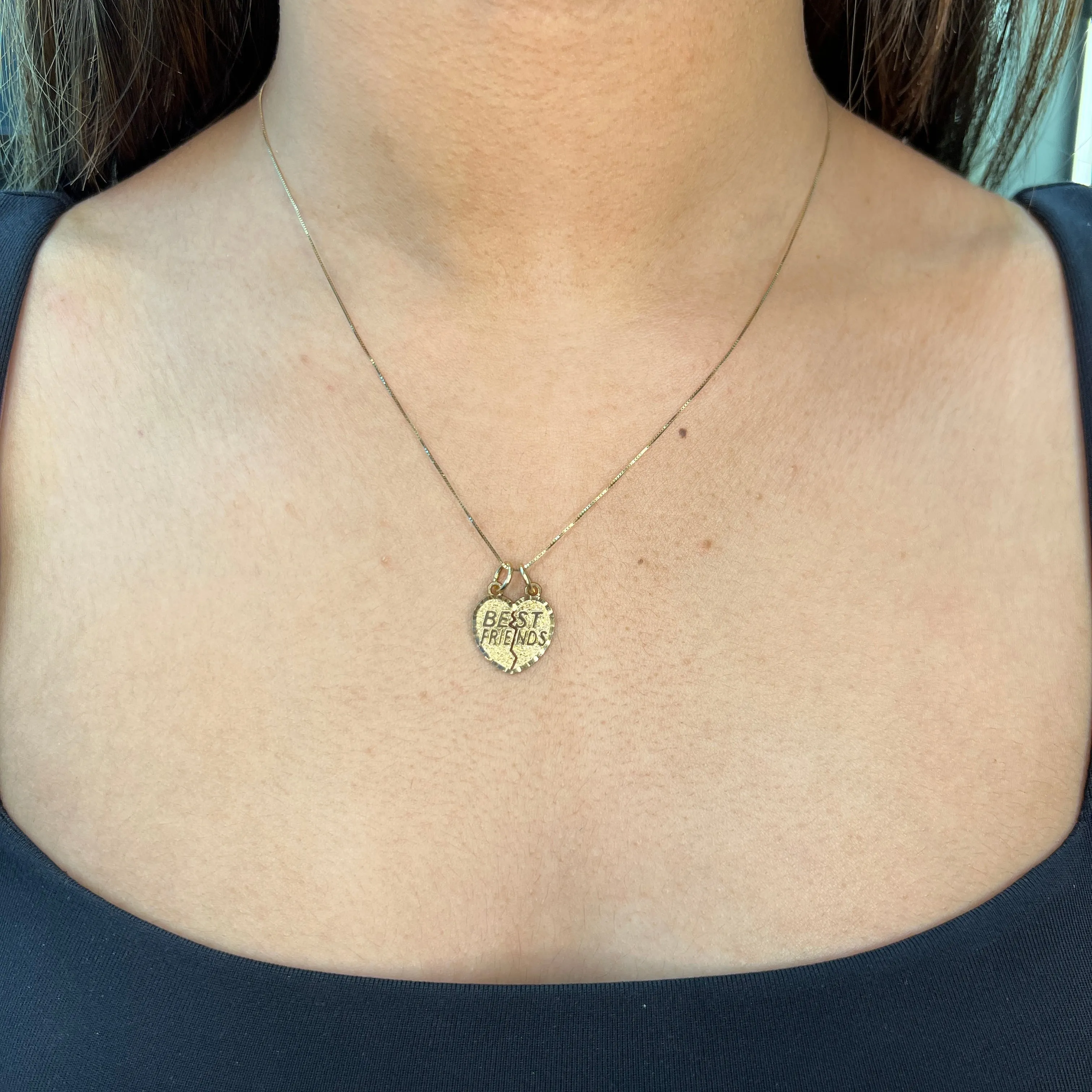 10K Yellow Gold Best Friends Heart Pendant