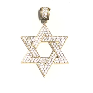 10K Yellow Gold CZ Star of David Pendant