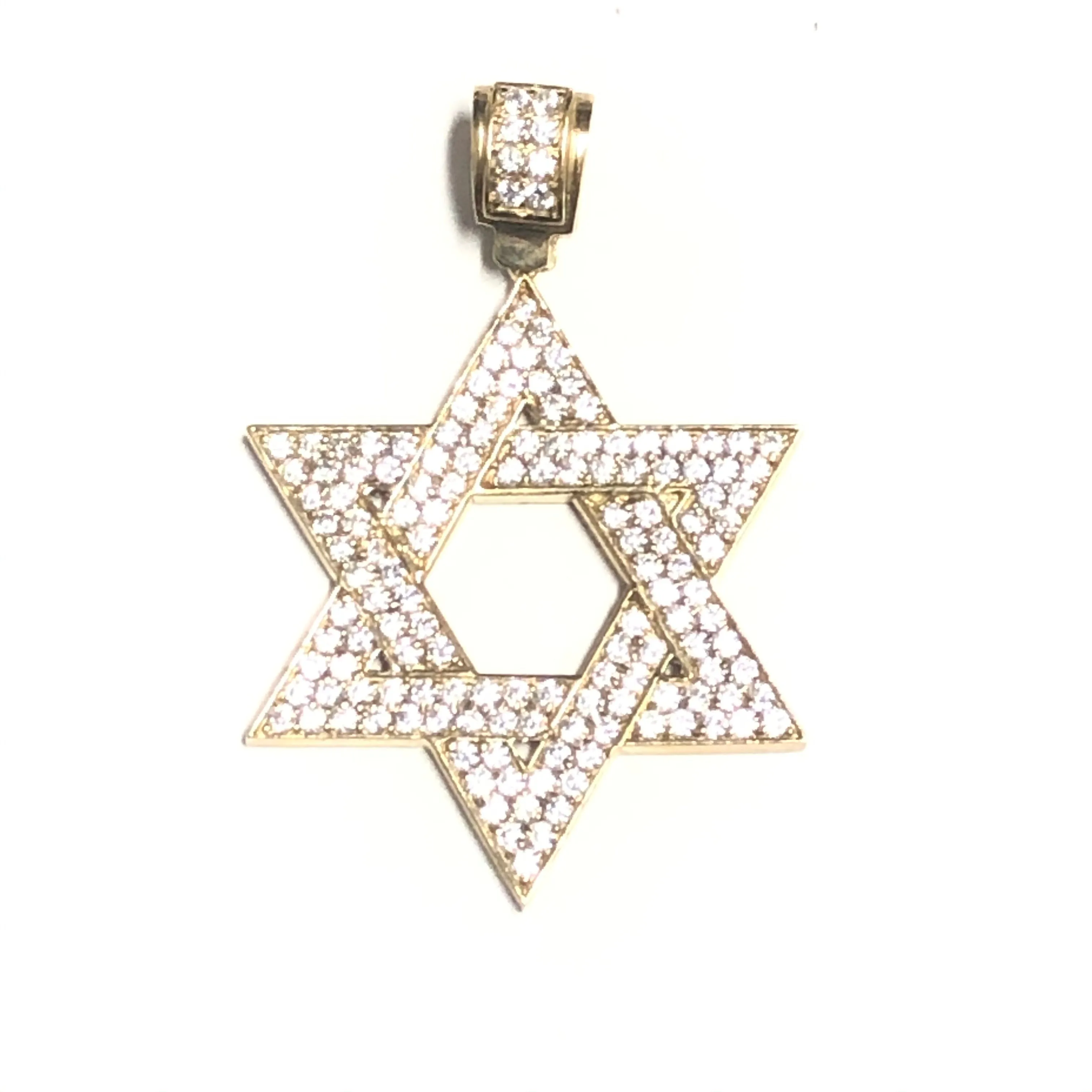 10K Yellow Gold CZ Star of David Pendant