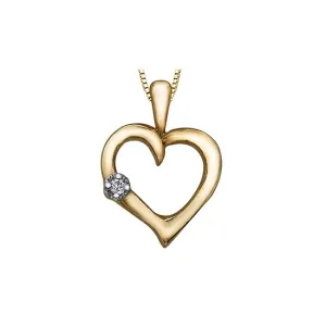 10K Yellow Gold Diamond Heart Pendant
