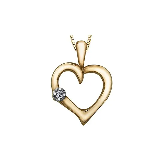 10K Yellow Gold Diamond Heart Pendant
