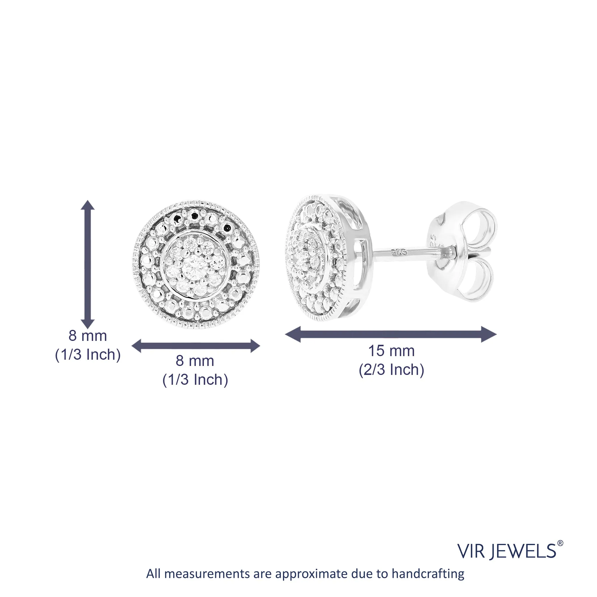 1/10 cttw Composite Diamond Stud Earrings in .925 Sterling Silver