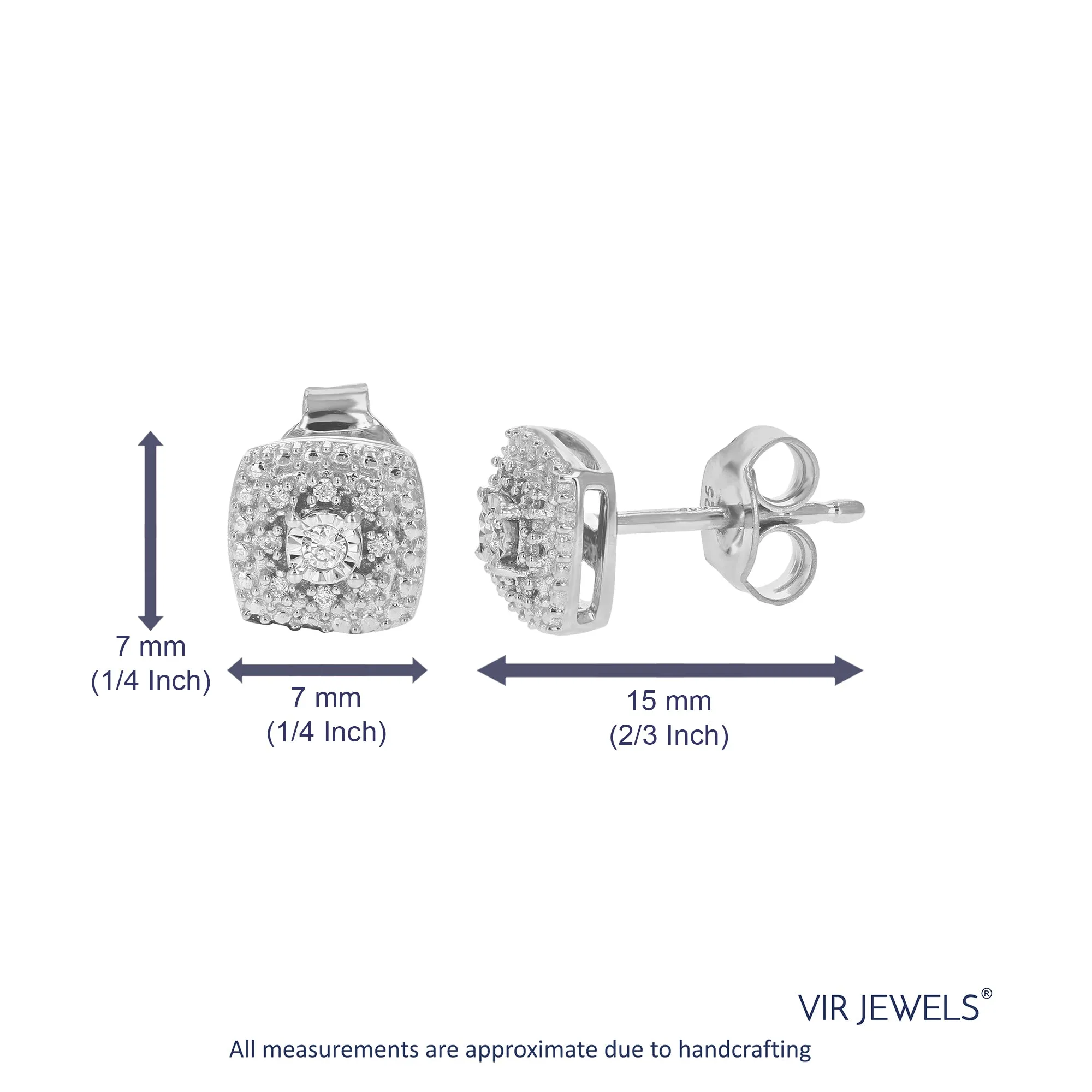 1/10 cttw Cushion Composite Diamond Stud Earrings in Silver